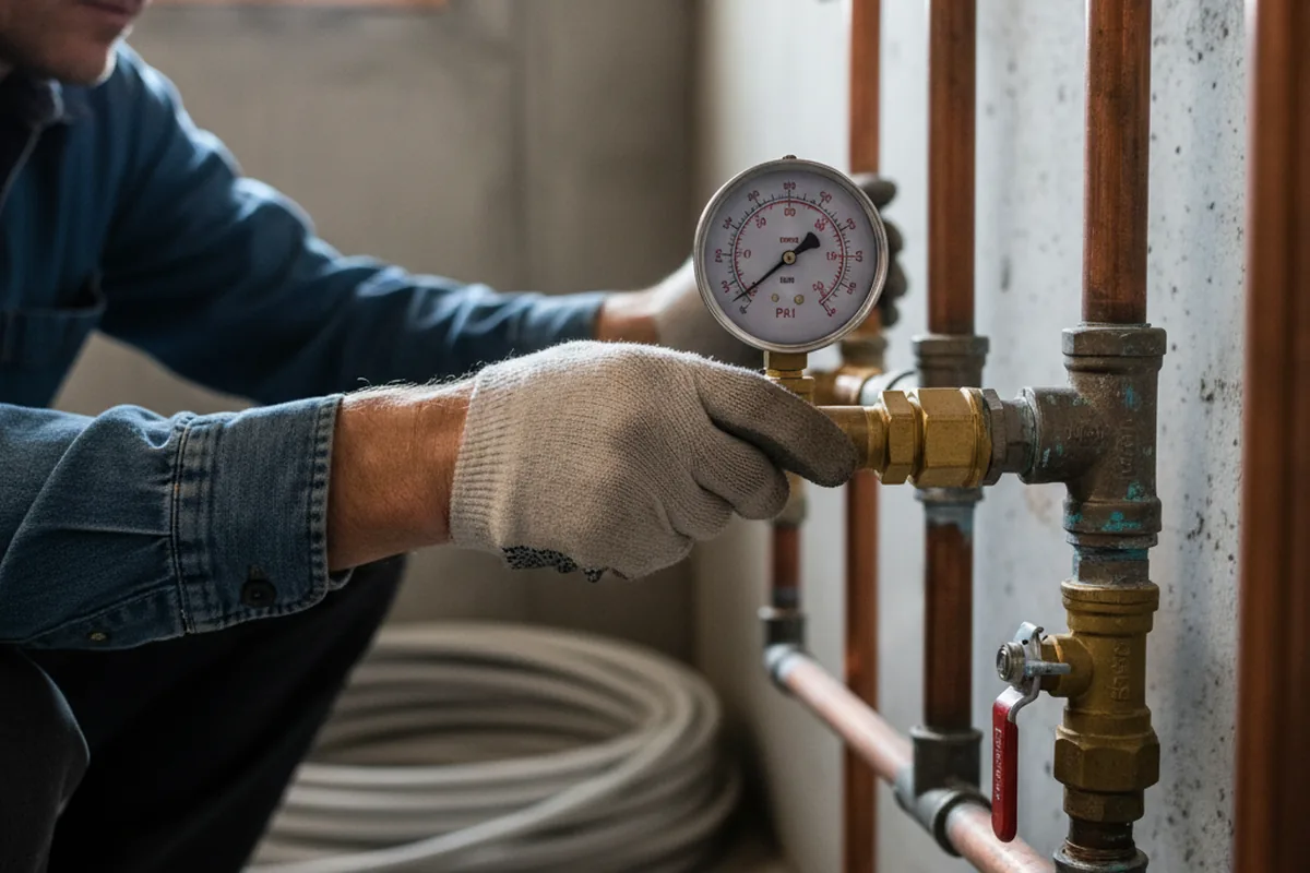 Pressure testing a repaired line during Water Line Repair in Massapequa Park